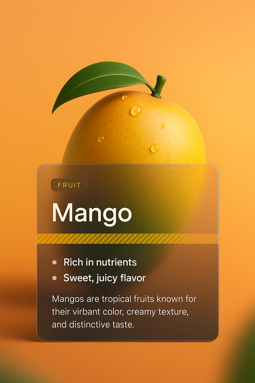 3D Illustration of a Mango with Stylish Overlay
