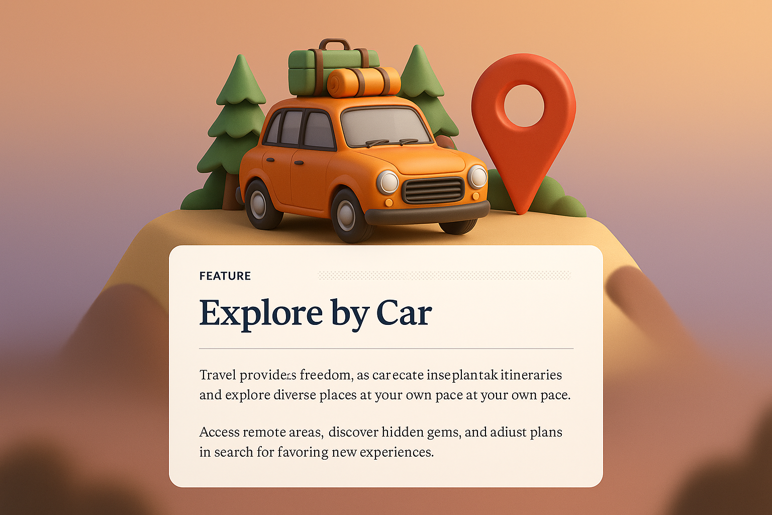 Explore the Freedom of Traveling by Car in Stunning 3D Design