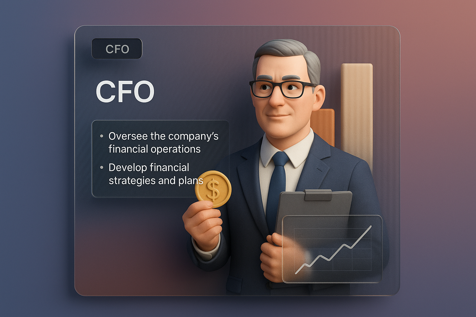 3D Web Page Design Featuring CFO Character and Financial Elements