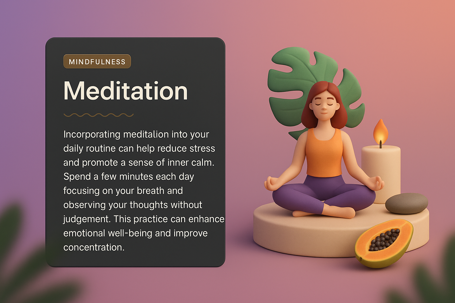 3D Illustration for Wellness and Mindfulness Page