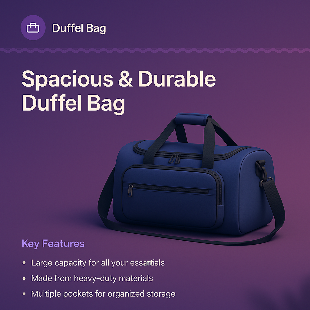 Stylish and Spacious 3D Duffel Bag Illustration