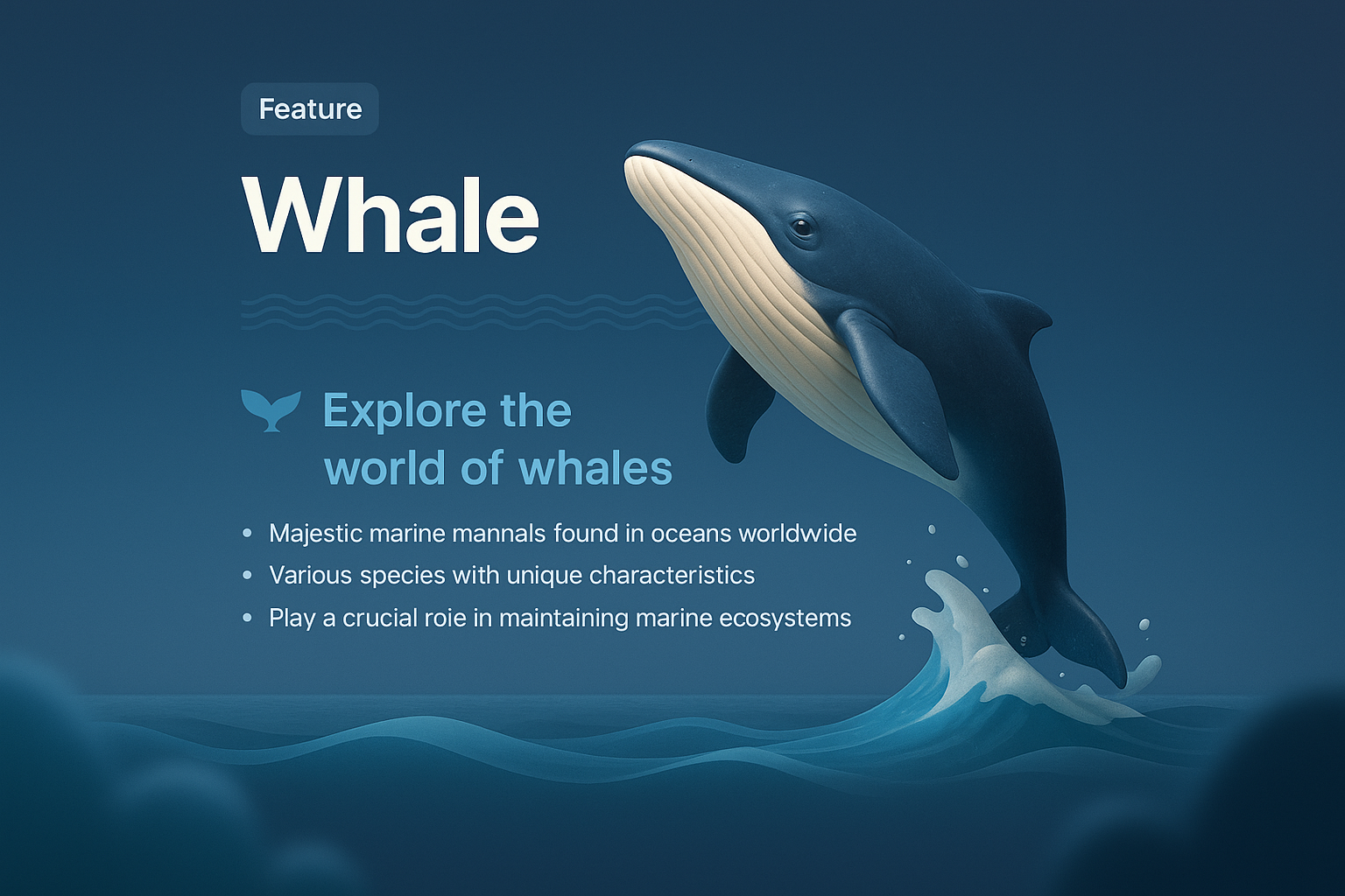 3D Illustration of a Whale with Feature Highlights