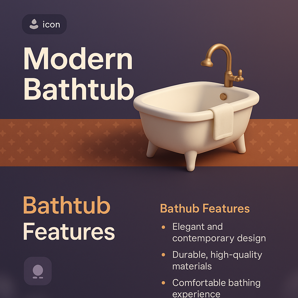 Modern Bathtub Landing Page Design with 3D Illustration