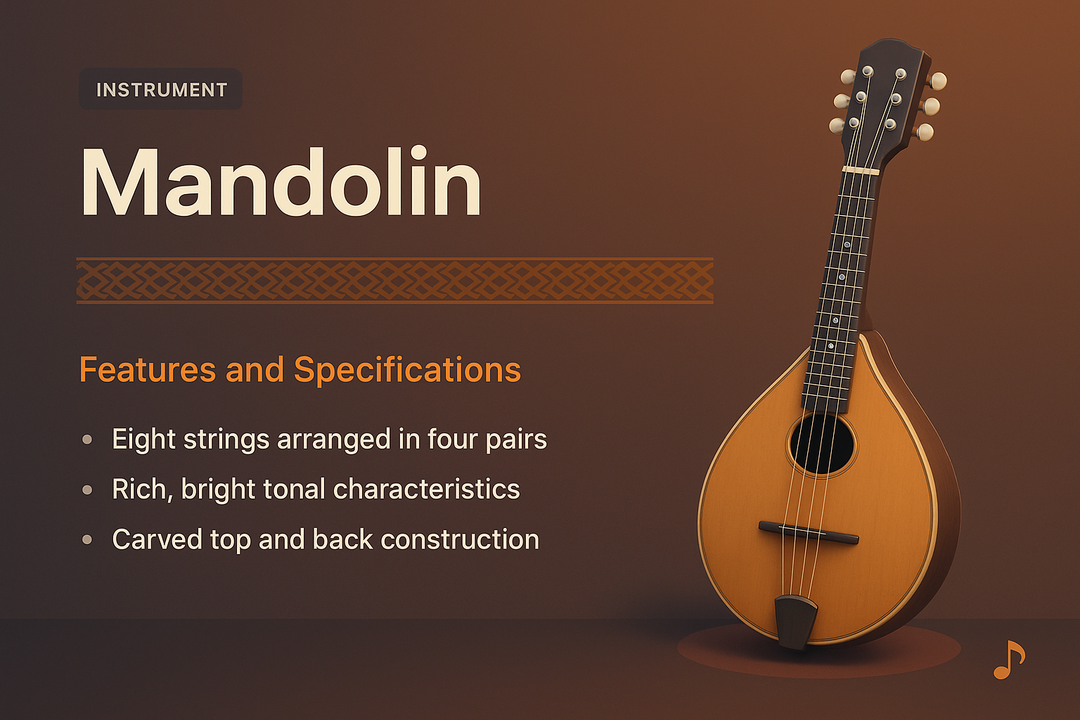 Stylish Mandolin with Features and Specifications