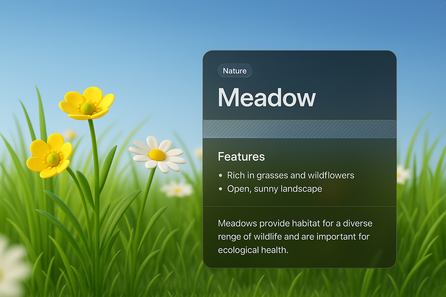 3D Illustration of a Meadow with Informative Overlay