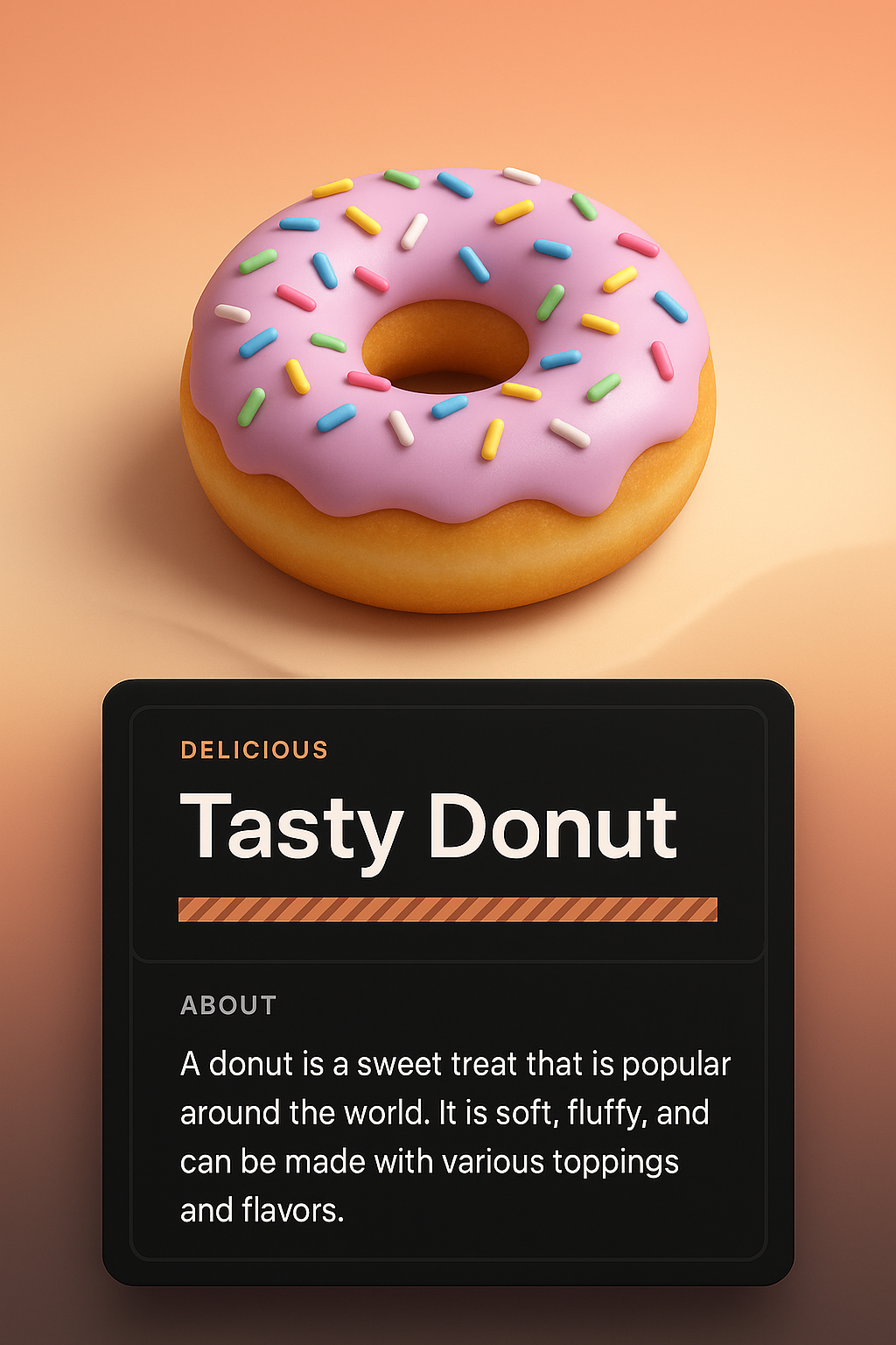 3D Illustration of a Tasty Donut with Descriptive Overlay