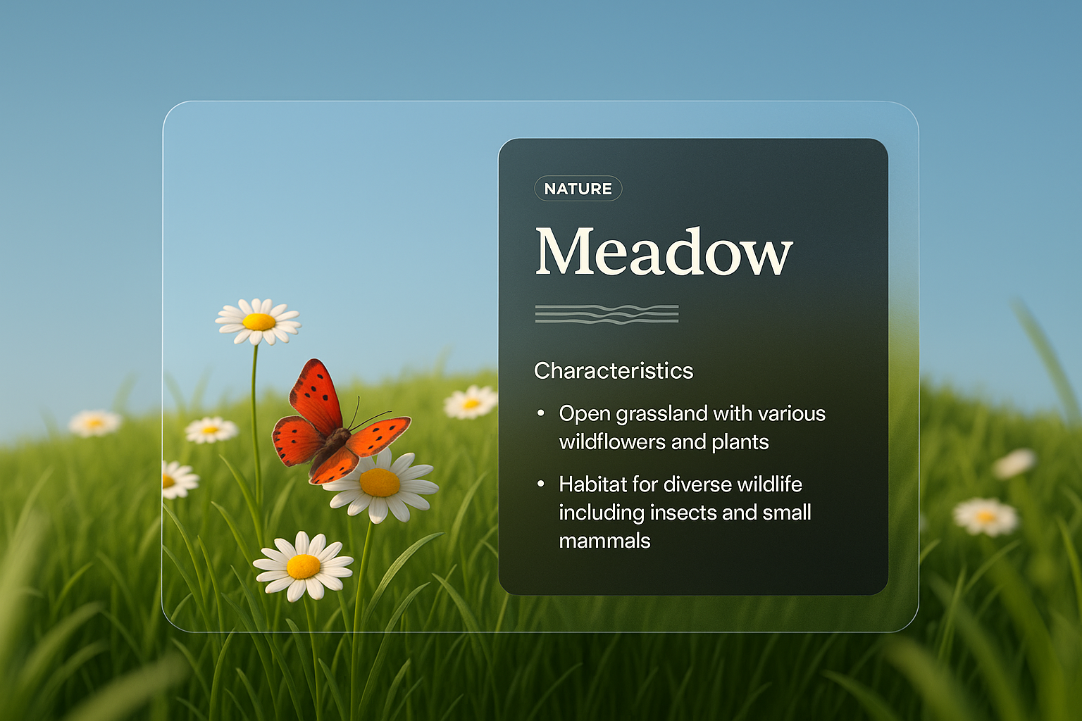 3D Illustration of a Meadow with Nature Elements