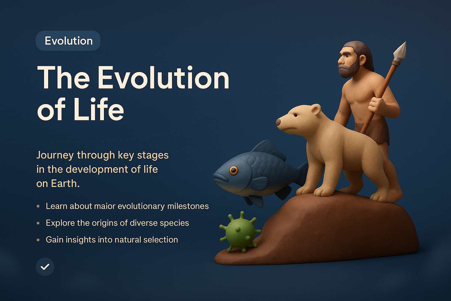 3D Evolution Illustration Highlighting Life's Key Stages
