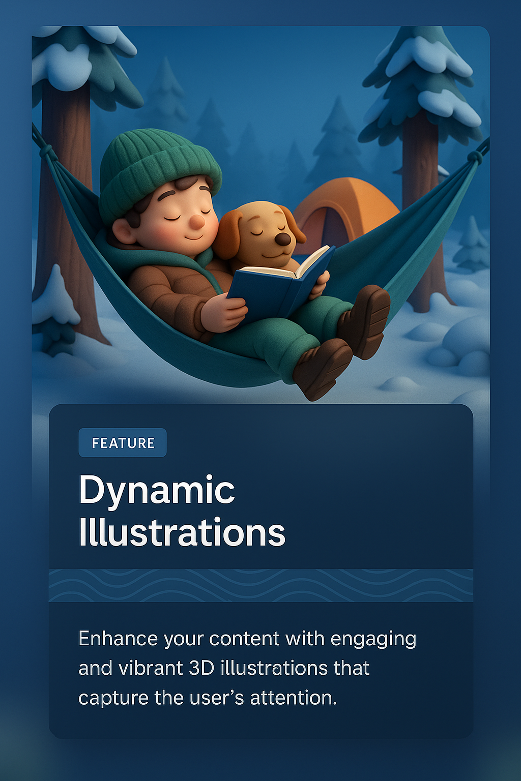 Child and Dog Relaxing in Hammock While Camping in Winter