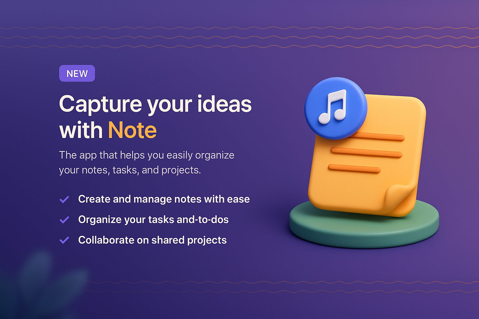 3D Illustration for Note-Taking App Landing Page