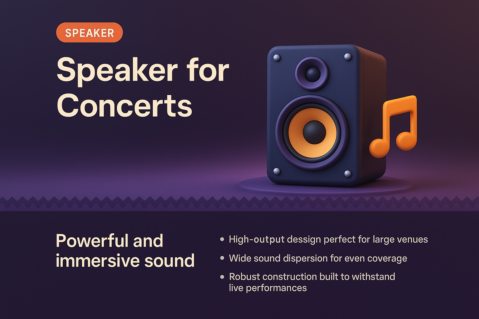 3D Speaker Illustration for Concert Landing Page Design