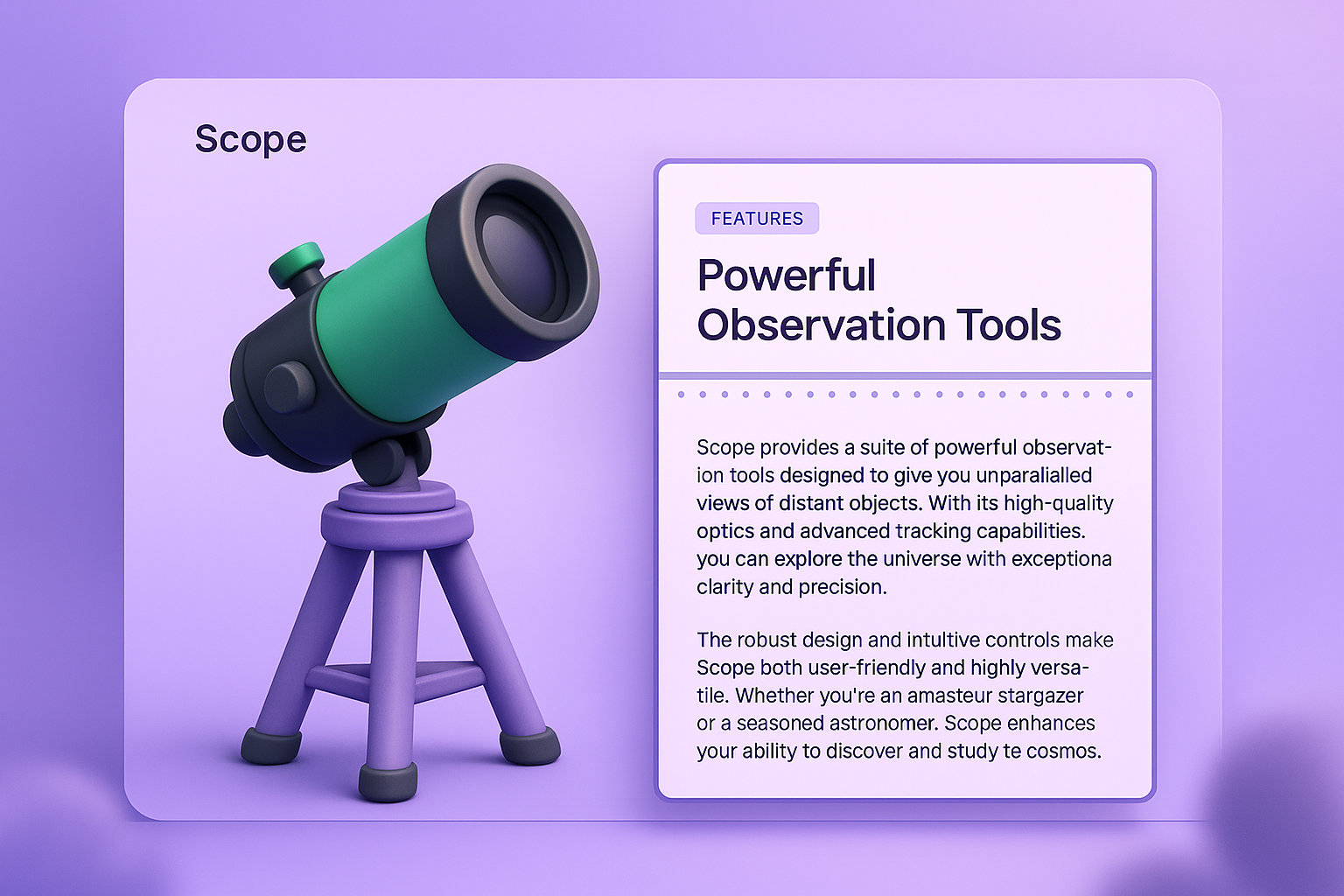 3D Illustration of Web Design for Powerful Observation Tools