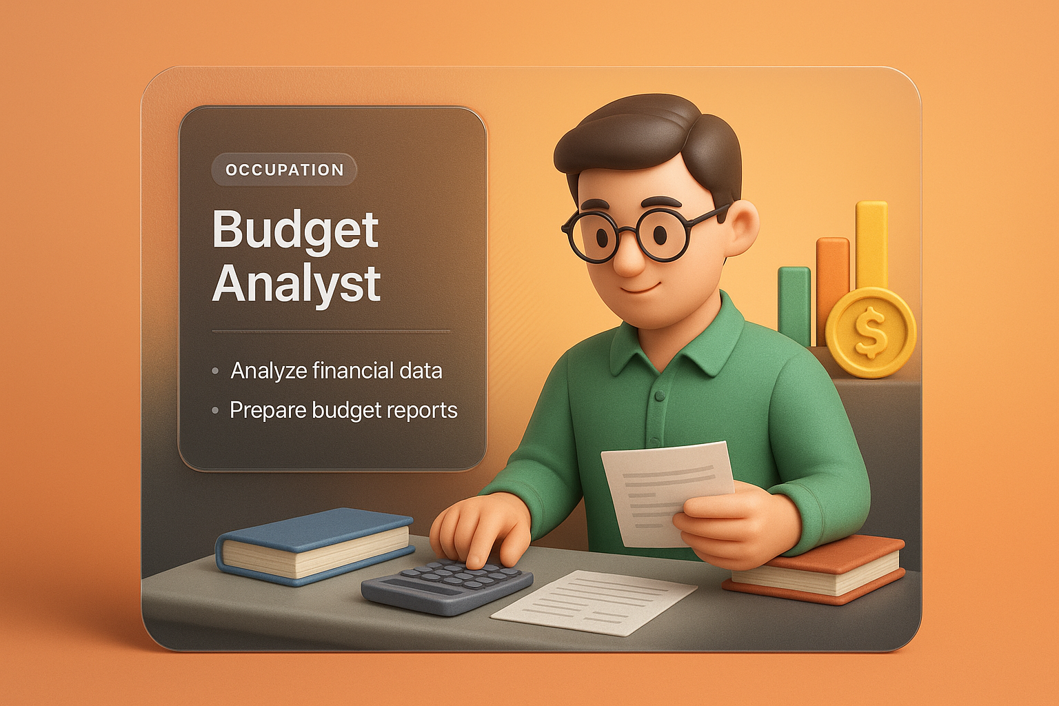 3D Illustration of a Budget Analyst at Work