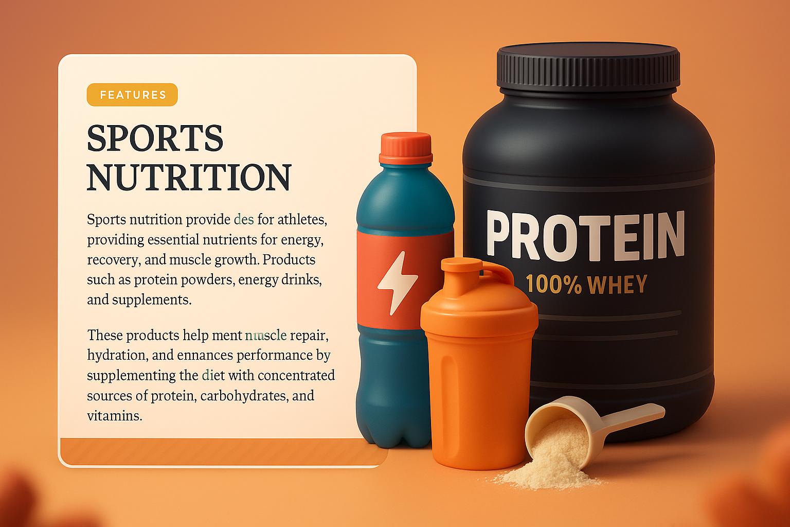 3D Illustration of Sports Nutrition Products