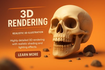 Realistic 3D Skull Rendering with Lighting Effects