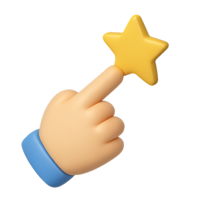 3D Hand Pointing at a Bright Star Icon