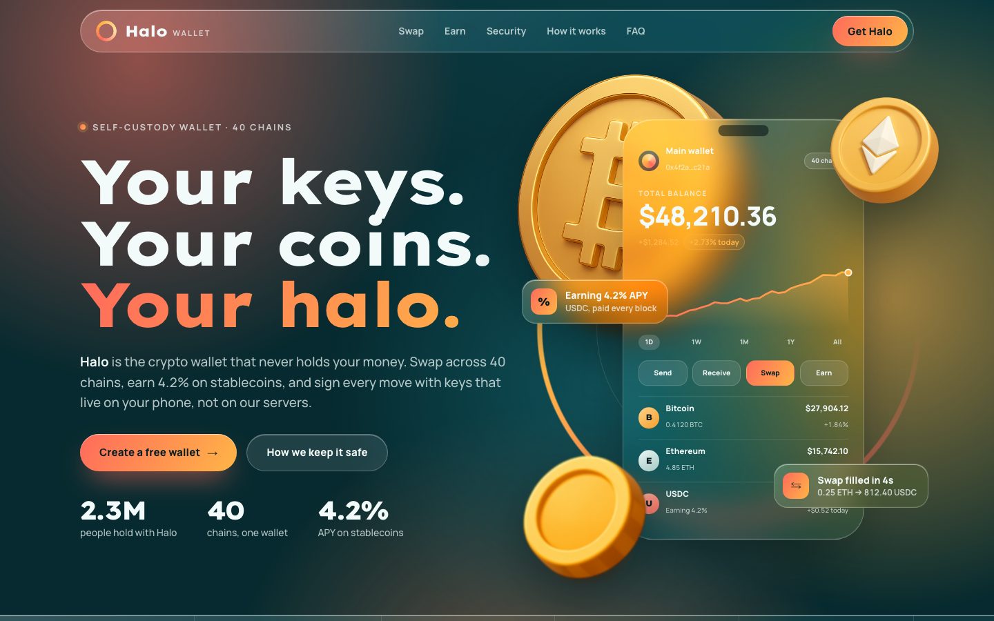 Halo Wallet — landing page template preview