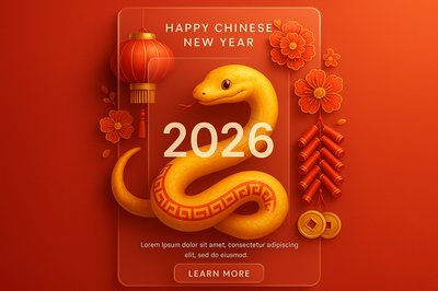 Vibrant Snake Zodiac Celebration for Chinese New Year 2026