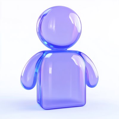 3D Glossy Character Icon in Purple
