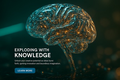 Exploding Brain Concept Art of Knowledge and Creativity