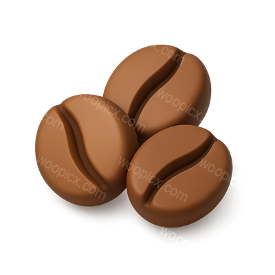 Stylish 3D Coffee Bean Icon with Volumetric Feel
