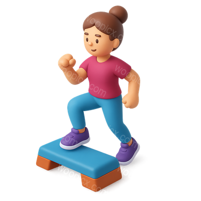 Vibrant 3D Aerobic Icon in Isometric View