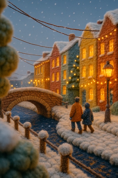 Whimsical Woolen Scene of Canal Street, Manchester