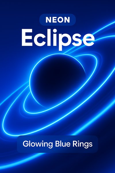 Neon Eclipse with Glowing Blue Rings Illustration