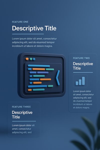 3D Computer Code Illustration with Feature Blocks