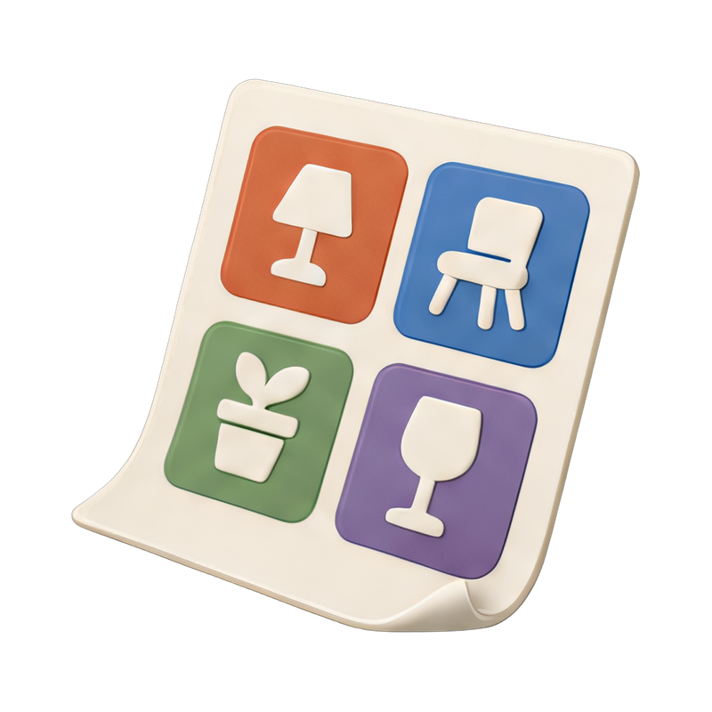 colorful room label stickers