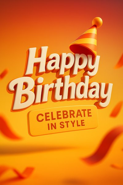 Colorful Birthday Celebration Graphic with Party Hat