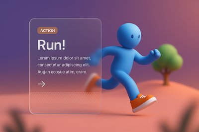Dynamic 3D Illustration with Action Theme