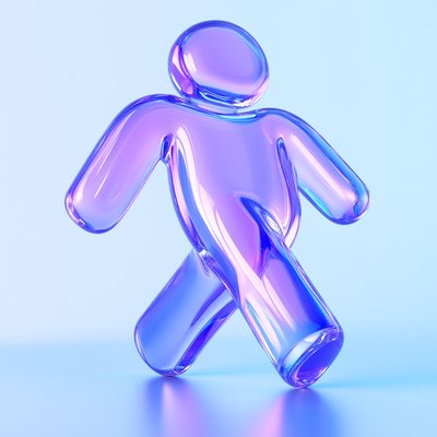 Stylized Glass Figurine Representing Movement