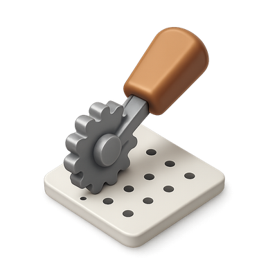 3D Icon of a Perforating Wheel with Isometric Design