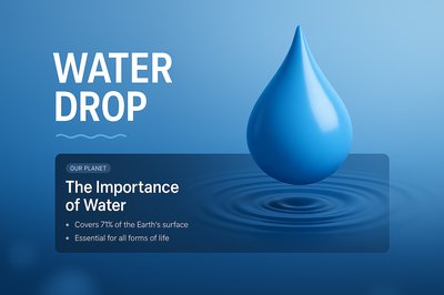 3D Water Drop Illustration with Informative Block