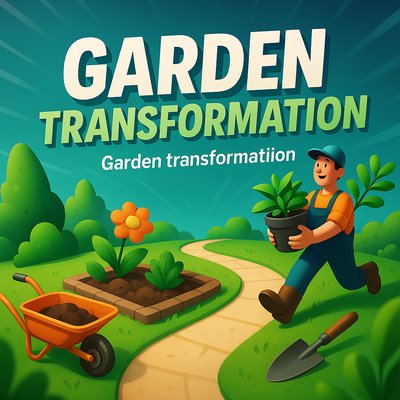 Colorful Garden Transformation Illustration for Landscaping Ideas