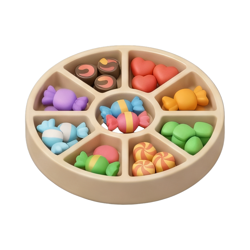 Colorful candy tray with compartments