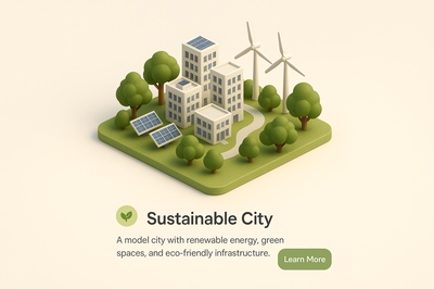 Isometric View of a Sustainable City with Green Spaces