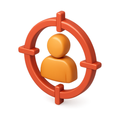 3D Target Icon Featuring a Person in Isometric View