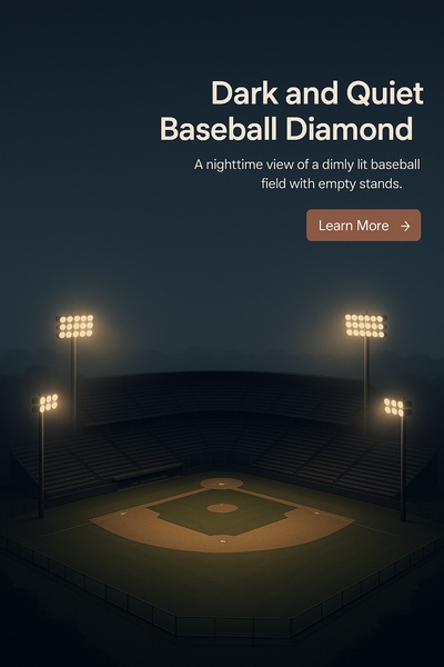 Quiet Nighttime Baseball Diamond Illustration with Empty Stands