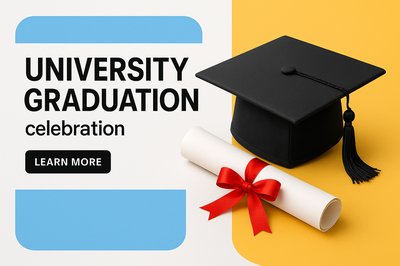 Modern University Graduation Celebration Design with Clear Typography