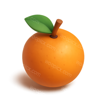 3D Orange Icon with Leaf in Isometric View