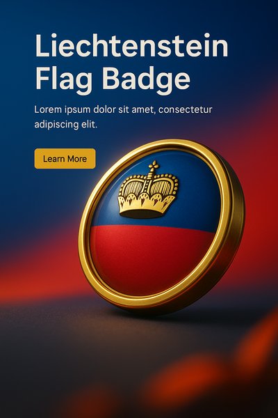 3D Liechtenstein Flag Badge with Modern Design