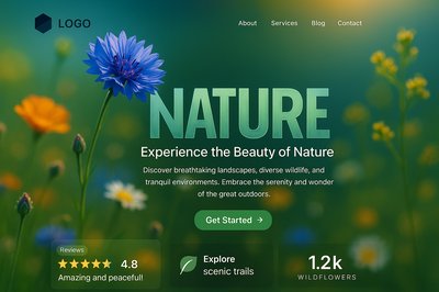 Dynamic Nature-Themed Landing Page Design with Engaging Elements