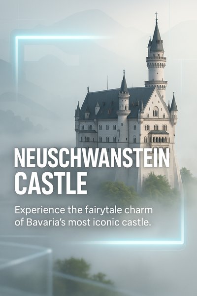 Promotional Image of Neuschwanstein Castle with Scenic Background