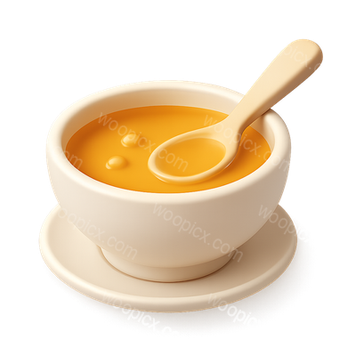 Stylized 3D Broth Soup Icon with Spoon