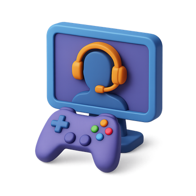 Stylized 3D Esports Icon with Controller and Headset