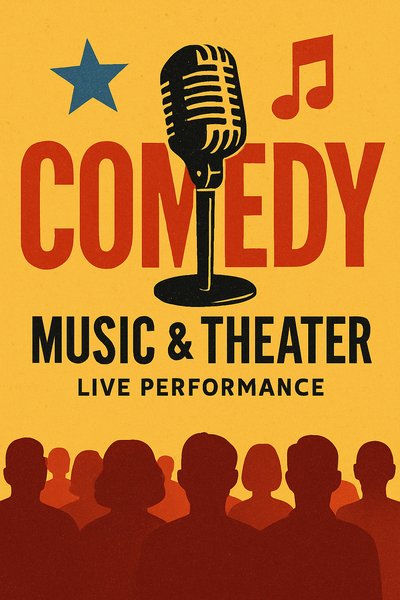Vibrant Promotional Poster for Live Comedy and Music Event