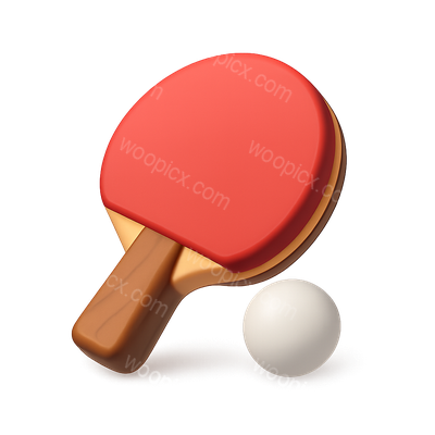Stylish 3D Table Tennis Paddle and Ball Icon