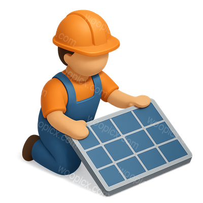 3D Solar Panel Installer Icon in Isometric View